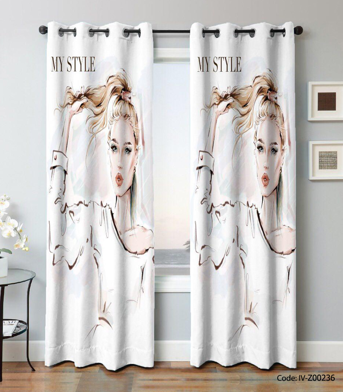 پرده پانچی دو تکه آرایشگاه مدل HAIR