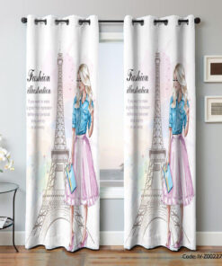 پرده پانچی دخترانه اتاق نوجوان مدل EIFFEL