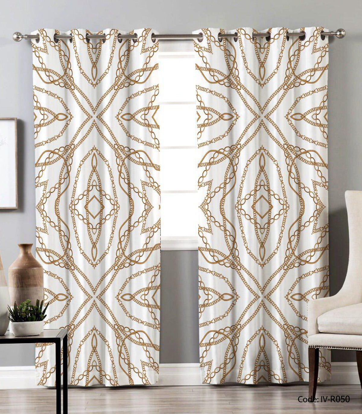 پرده پانچی دو تکه مدل تخت طاووس