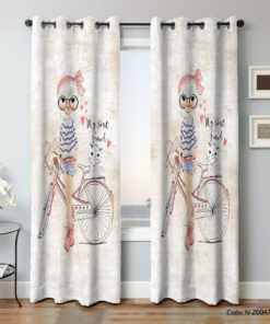 پرده پانچ دخترانه مدل دوچرخه