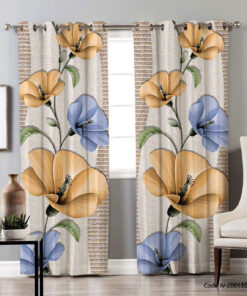 پرده پانچ دو تکه مدل گل