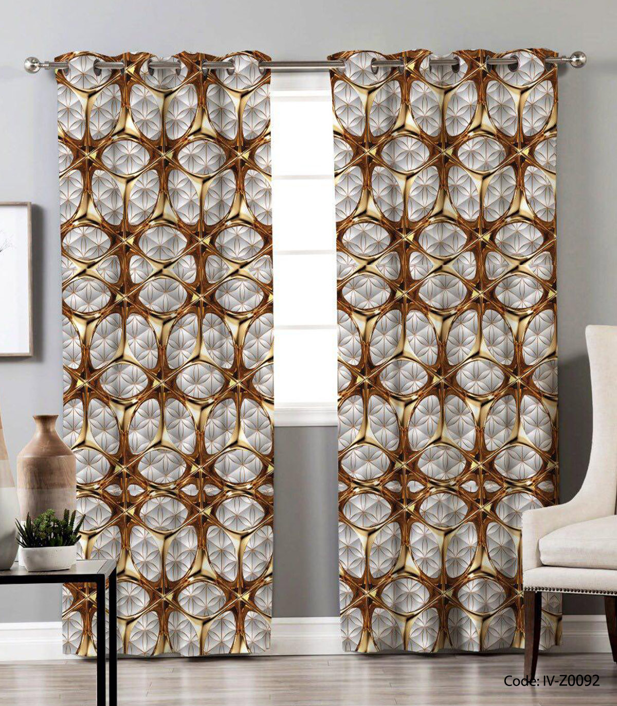 پرده پانچ دو تکه اتاق پذیرایی مدل سامنات