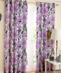 پرده پانچ سفید بنفش مدل بنفشه