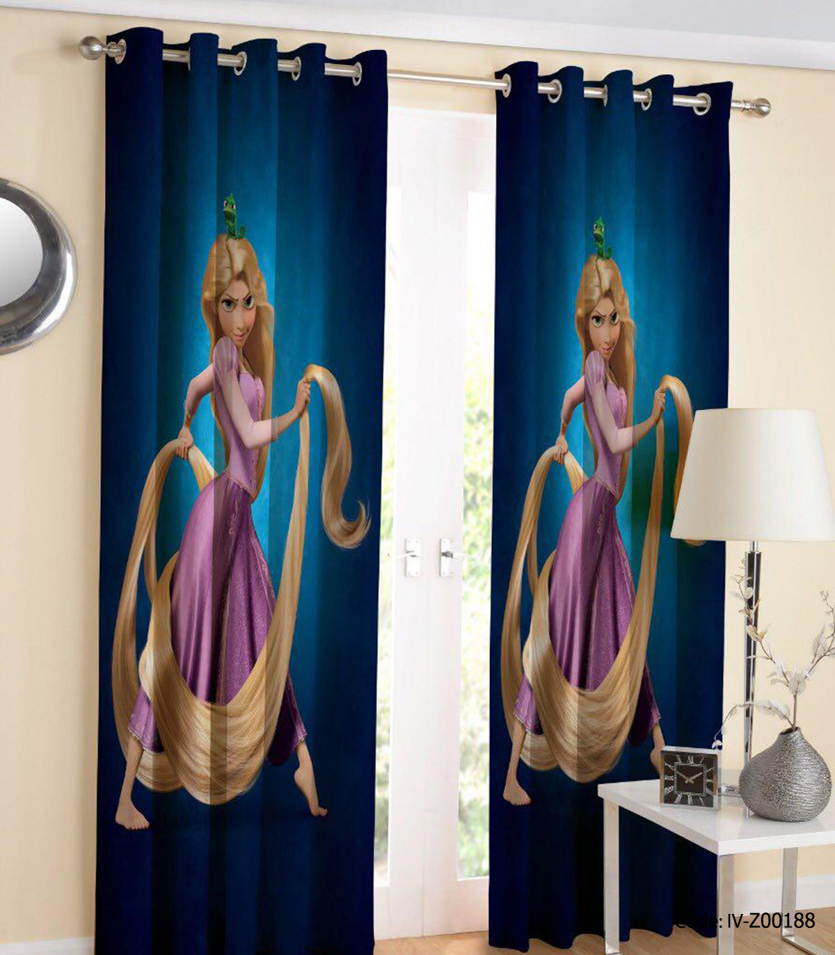 پرده اتاق کودک پانچی مدل راپونزل