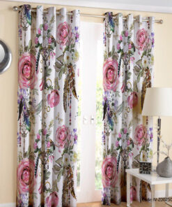 پرده پانچی 2 تکه مدل PINK ROSE