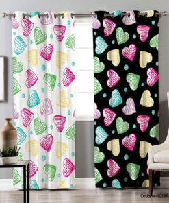 پرده پانچ اتاق خواب 2 تکه مدل LOVE