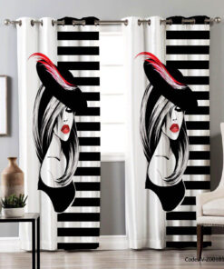 پرده پانچی دو تکه آرایشگاه مدل کلاه