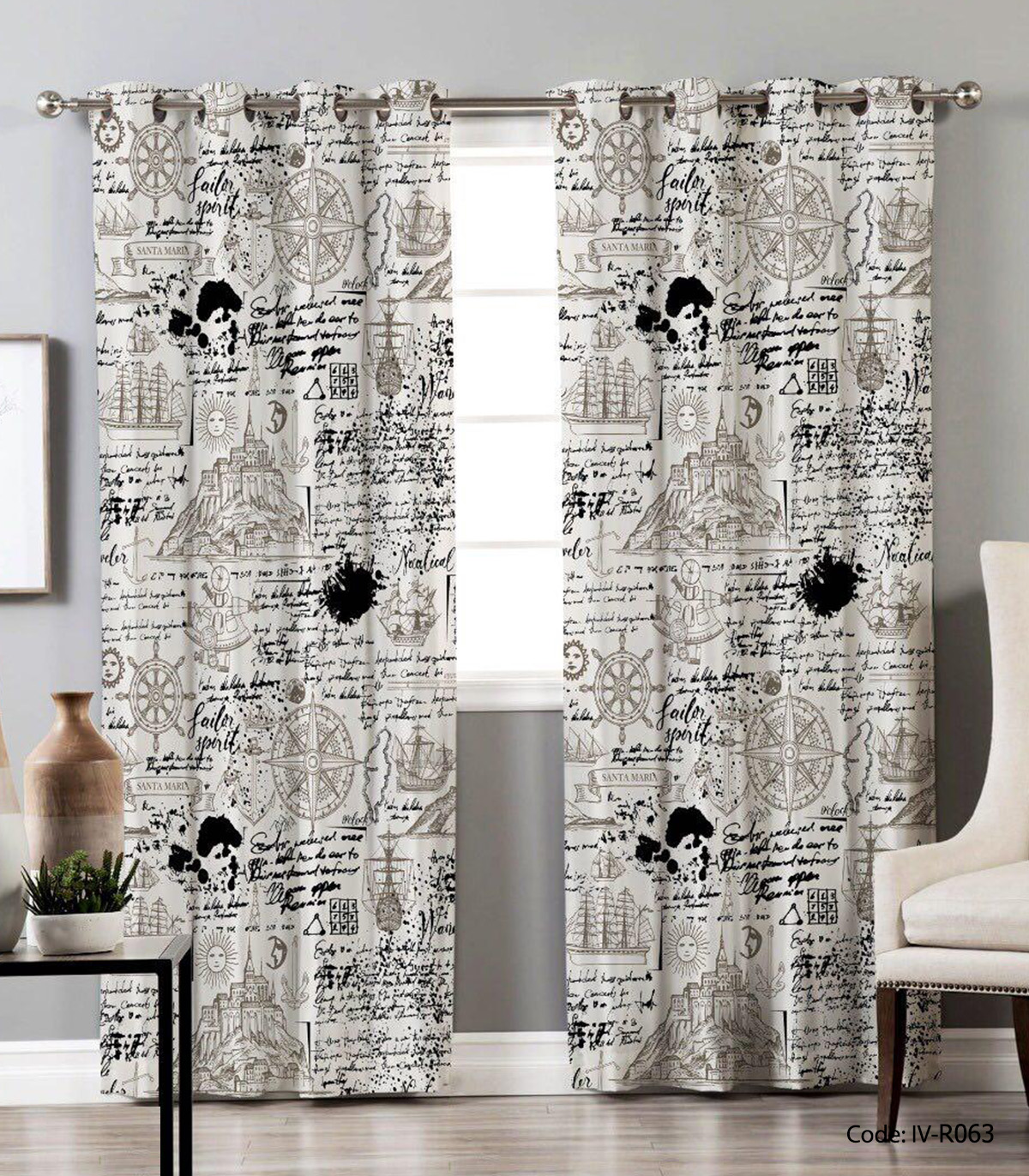 پرده پانچی اتاق خواب مدل سکان