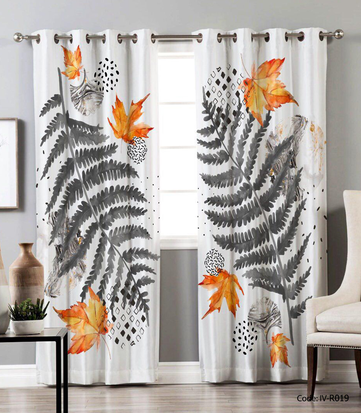 پرده پانچی اتاق خواب دو تکه مدل FALL