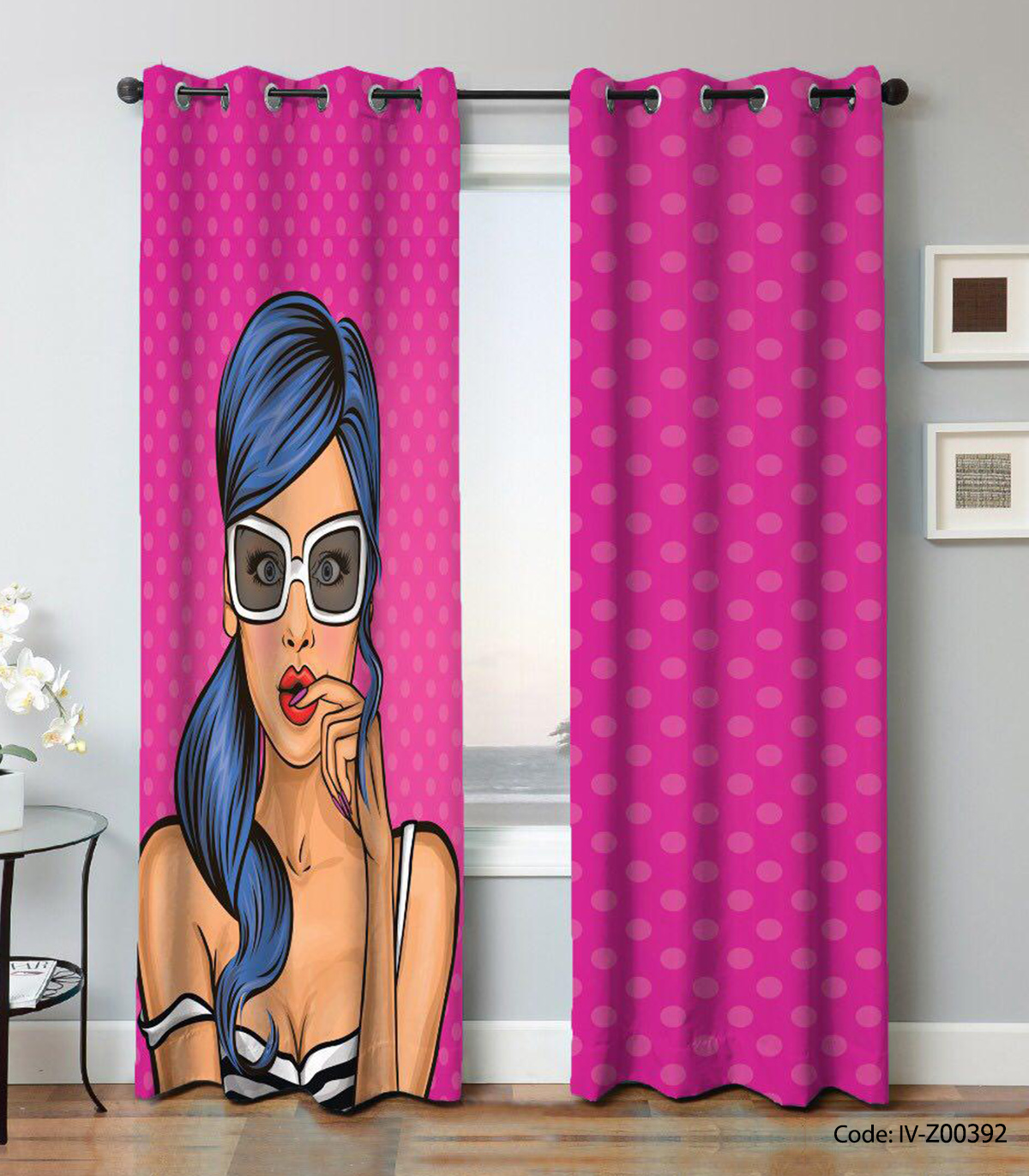 پرده پانچی 2 تکه دخترانه مدل دختر عینکی