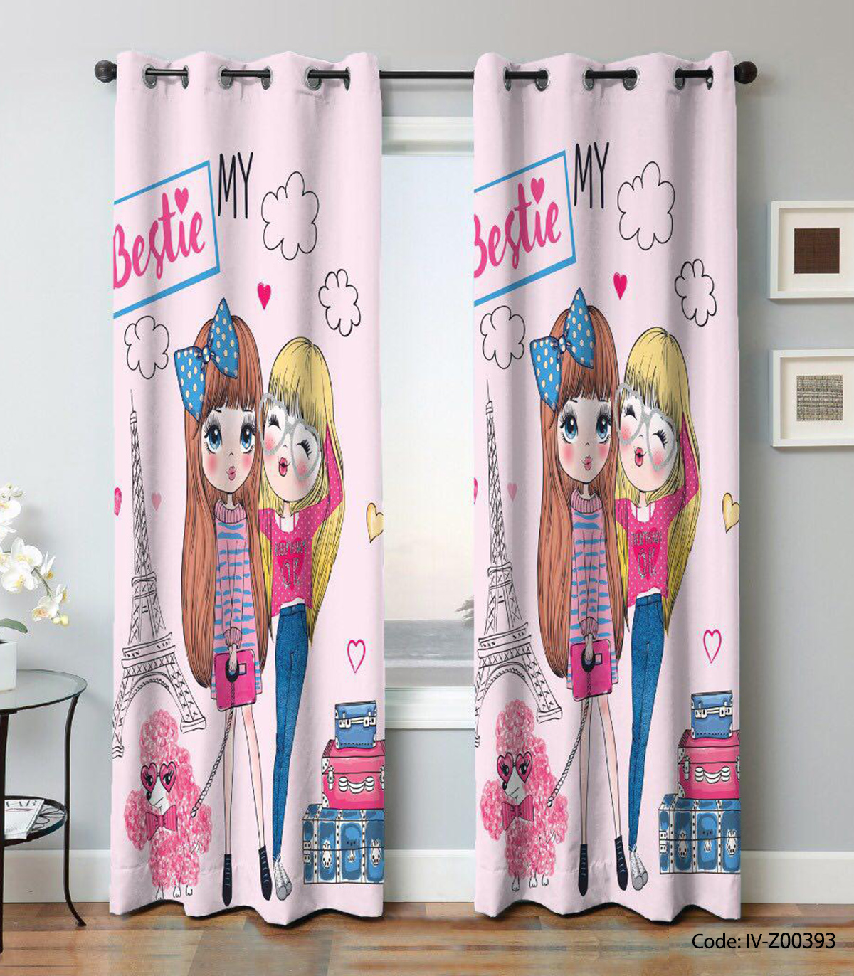 پرده پانچی دخترانه مدل FRIENDS