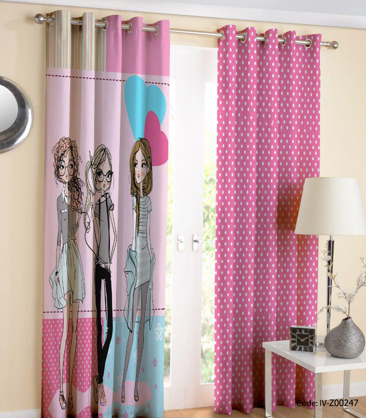 پرده پانچ اتاق کودک مدل خالدار