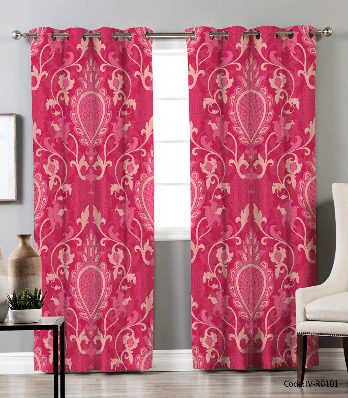 پرده پانچی دو تکه سالن پذیرایی مدل هگمتانه