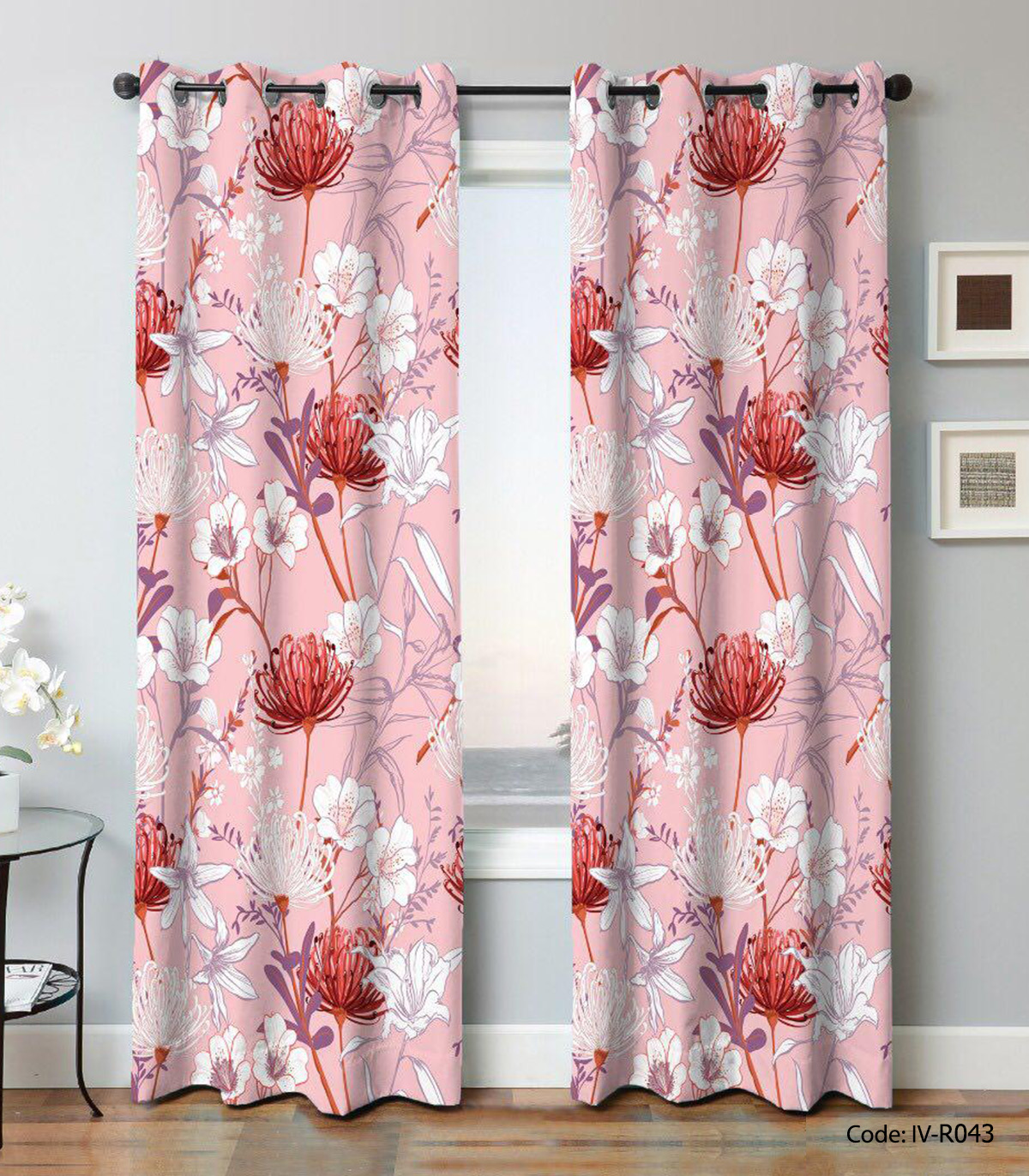 پرده پانچی اتاق خواب دو تکه مدل گلستان