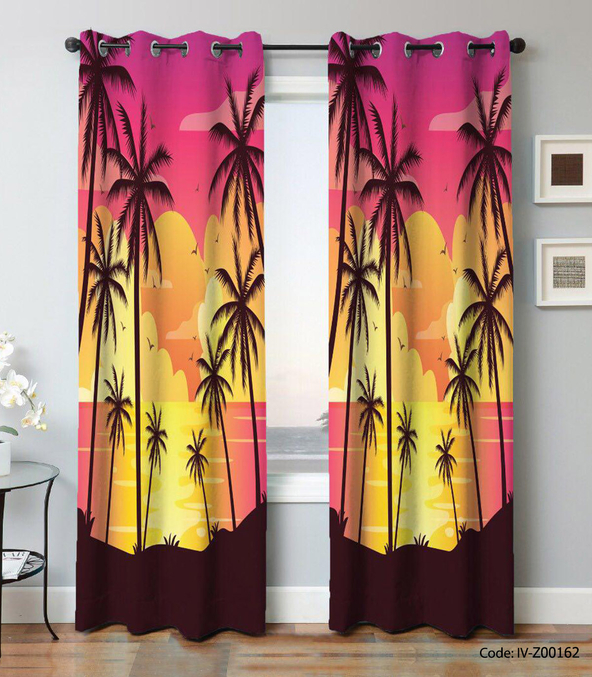 پرده پانچی اتاق خواب مدل نخلستان