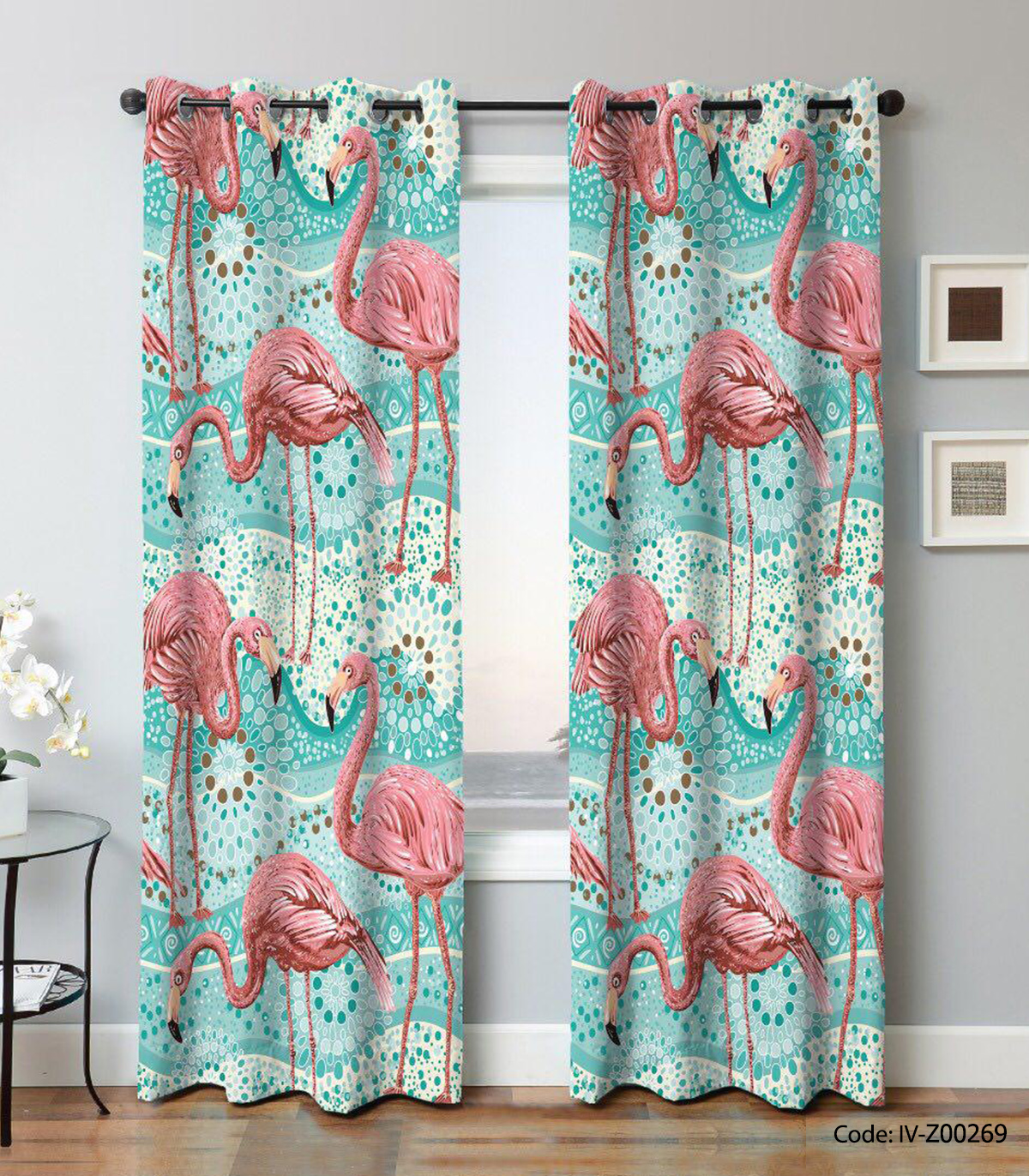 پرده پانچی اتاق خواب دو تکه مدل مرغابی