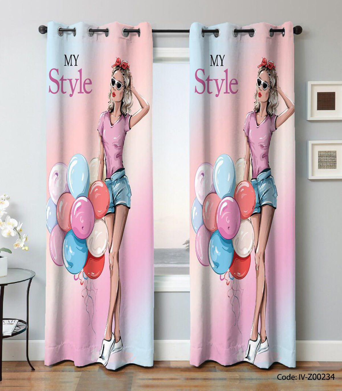 پرده پانچ اتاق نوجوان دخترانه مدل بادکنک