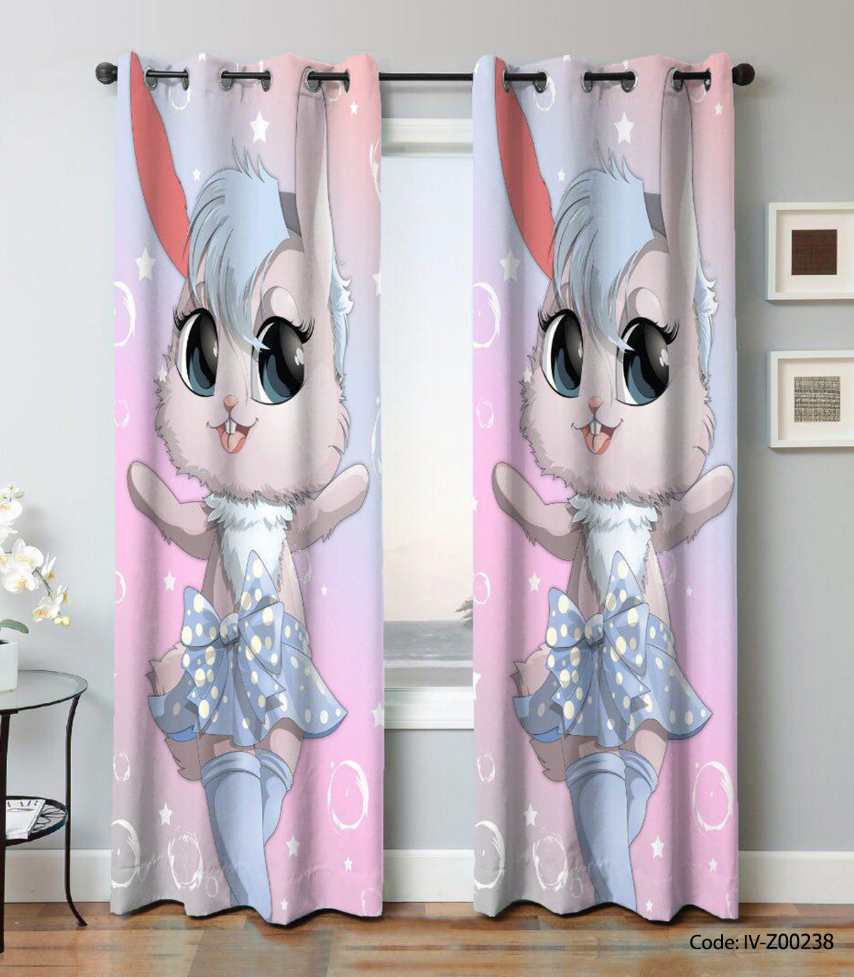 پرده پانچ دخترانه مدل خرگوش