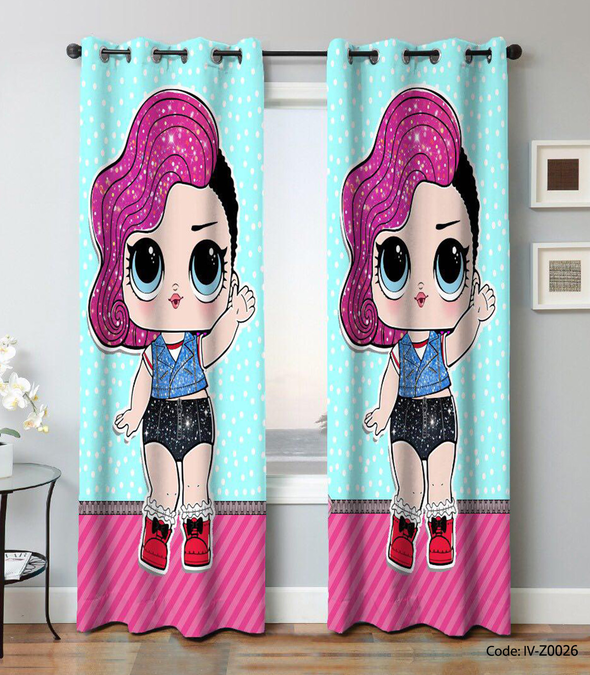 پرده پانچ اتاق کودک مدل دختر