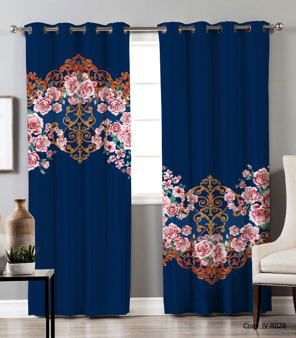 پرده پانچ سالن پذیرایی مدل گل باران