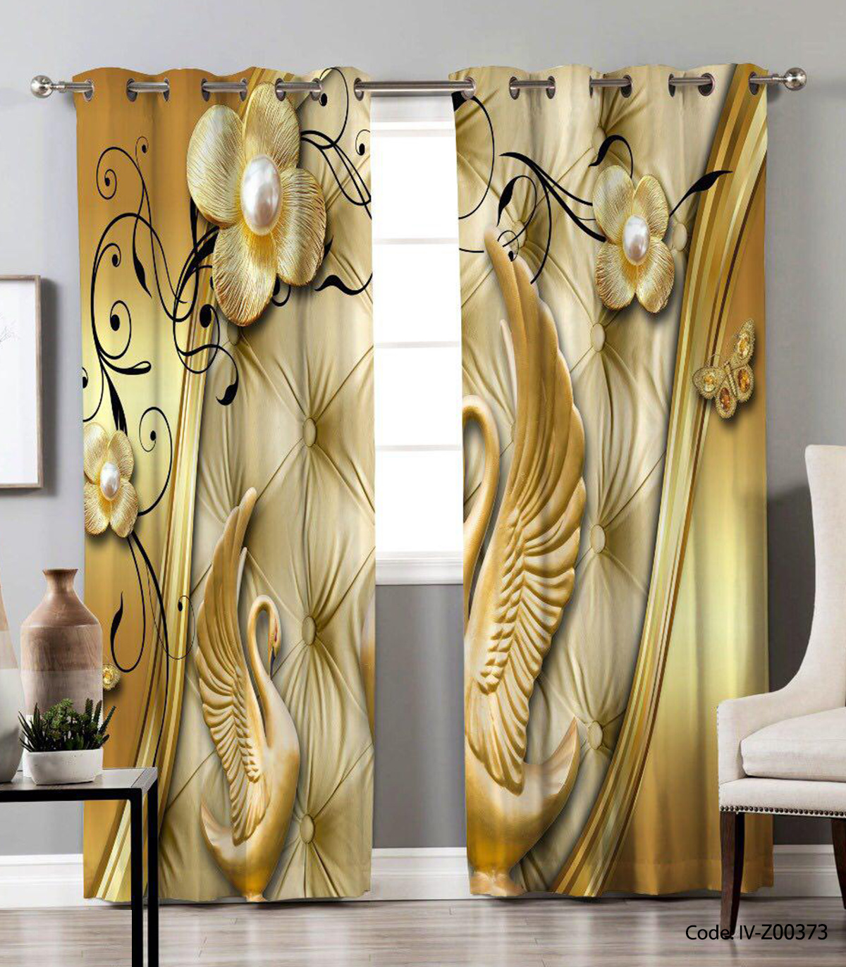 پرده پانچ اتاق پذیرایی مدل قو