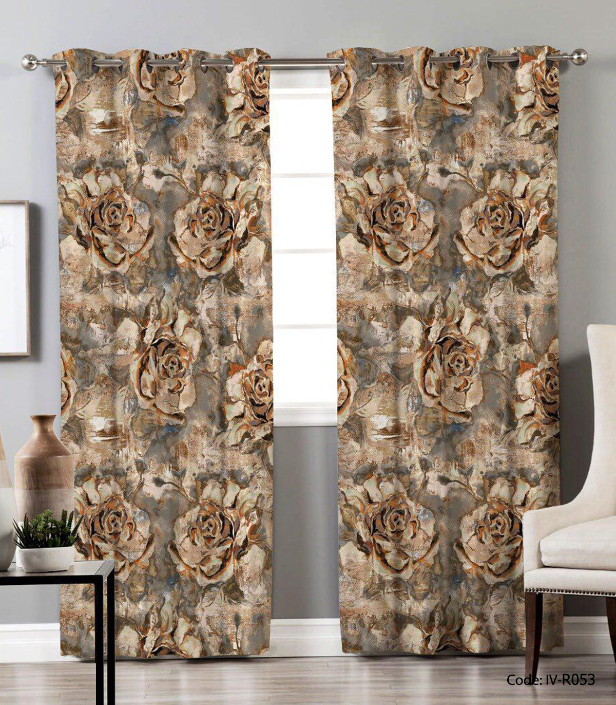 پرده پانچی 2 تکه اتاق پذیرایی مدل مهرناز