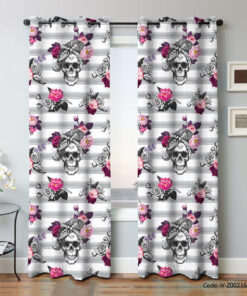 پرده پانچی اتاق خواب مدل گلدان