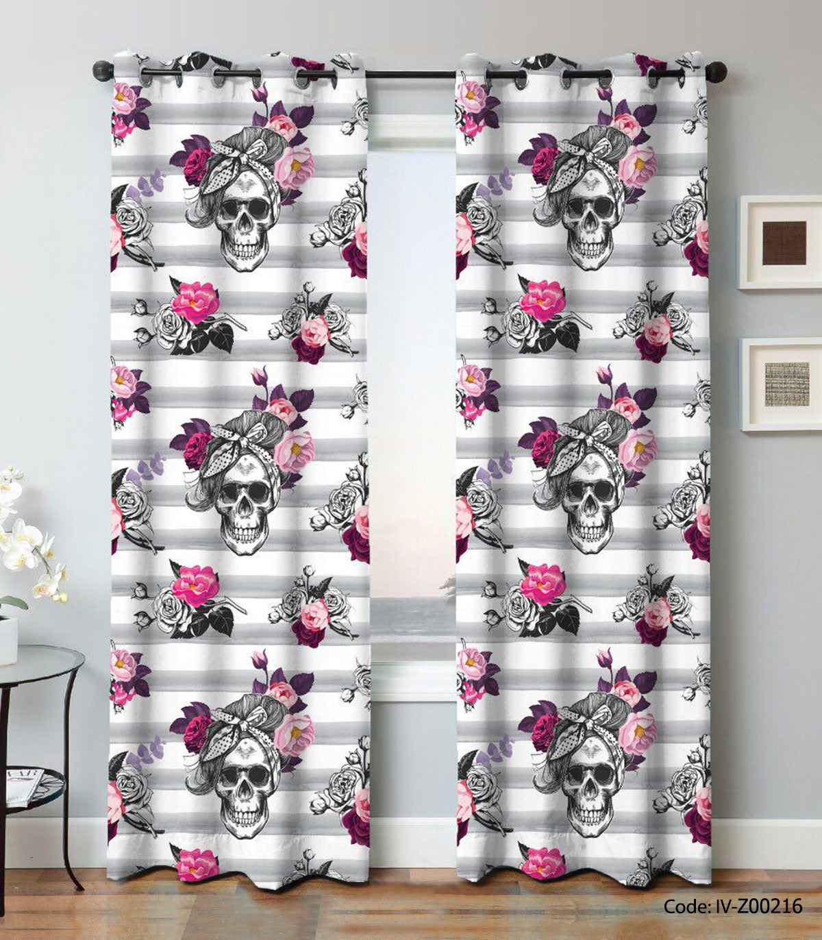 پرده پانچی اتاق خواب مدل گلدان