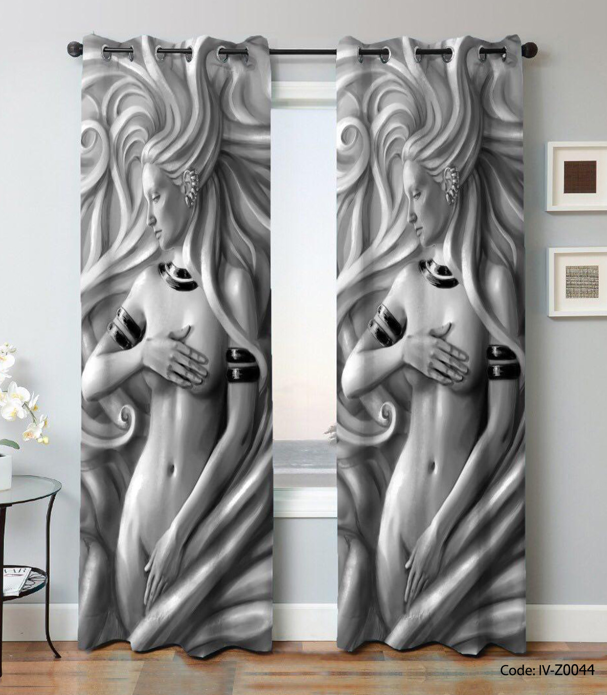 پرده پانچی سالن پذیرایی مدل مجسمه