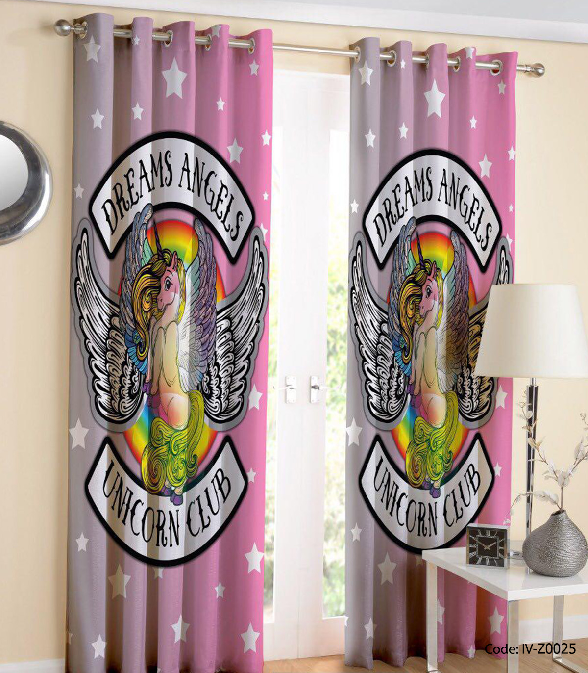 پرده پانچی اتاق کودک مدل UNICORN