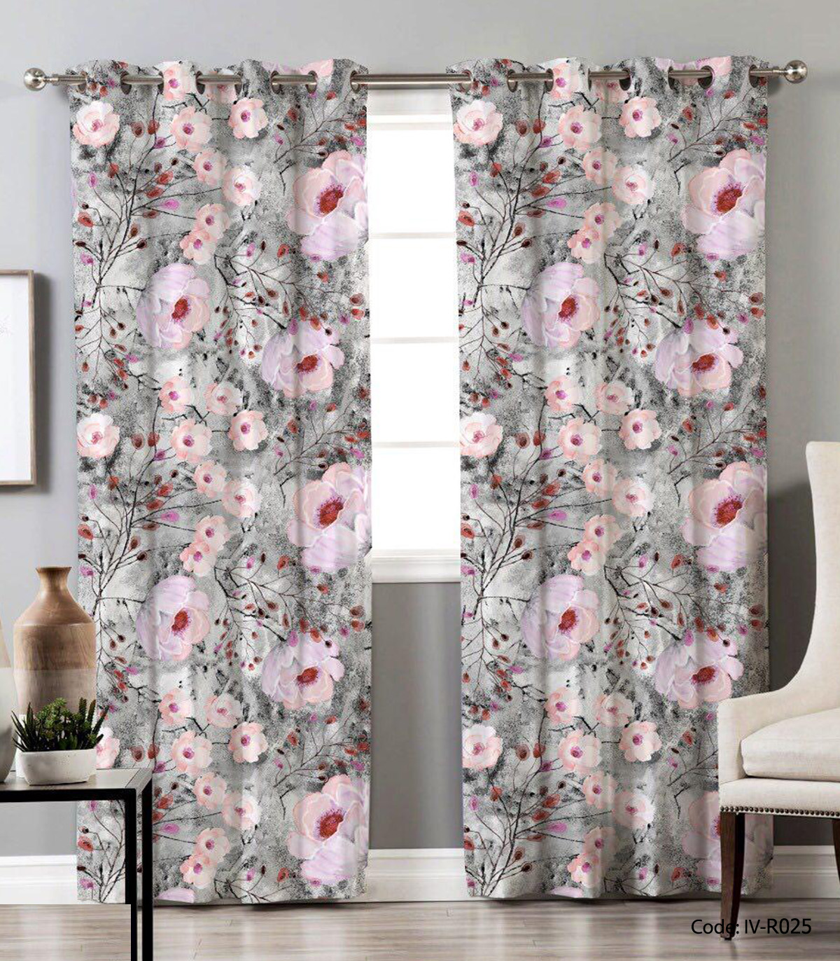 پرده پانچ دو تکه مدل لاله