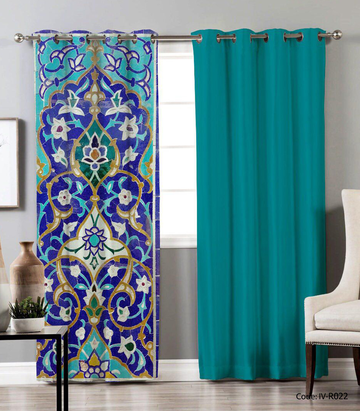 پرده پانچی اتاق خواب مدل کاشی