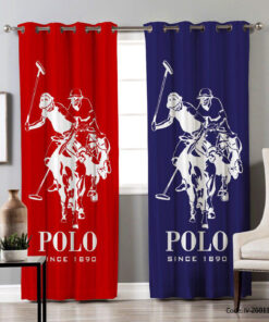 پرده پانچ اتاق خواب قرمز آبی پسرانه مدل POLO ASSN