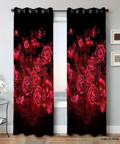 پرده پانچ اتاق پذیرایی مدل گل سرخ