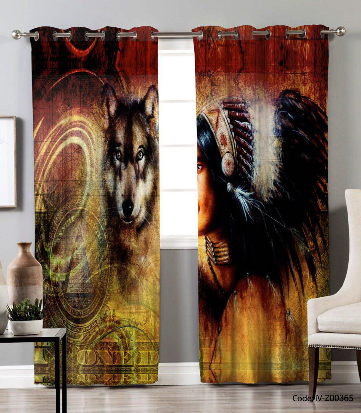 پرده پانچ اتاق خواب مدل سرخ پوست