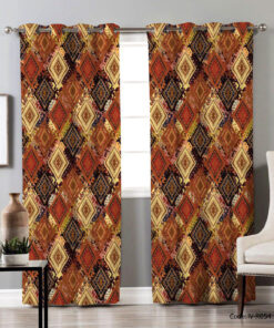 پرده پانچی 2 تکه اتاق پذیرایی مدل لوزی