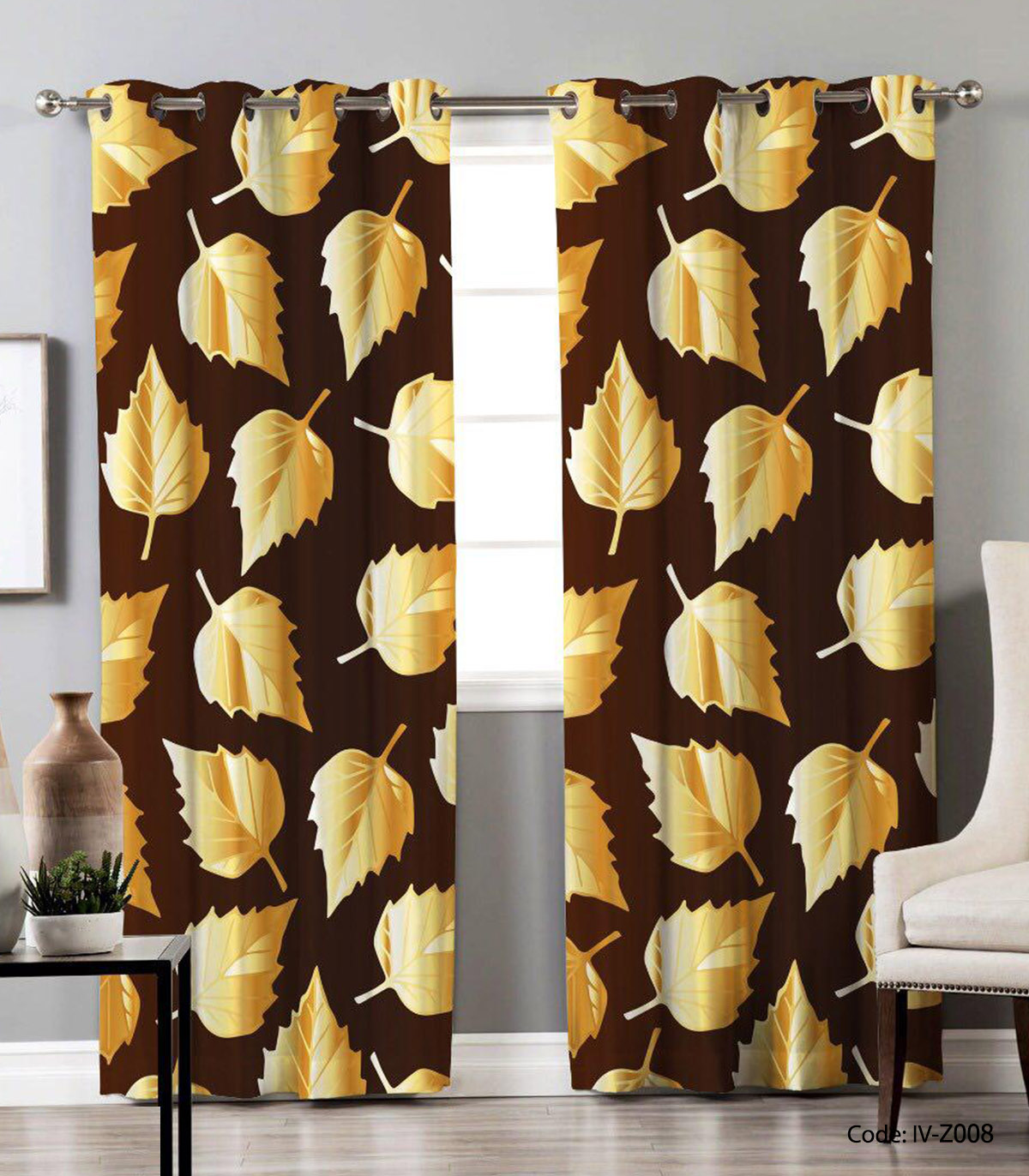 پرده پانچ اتاق پذیرایی مدل برگ