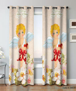 پرده پانچ اتاق کودک دو تکه مدل فرشته