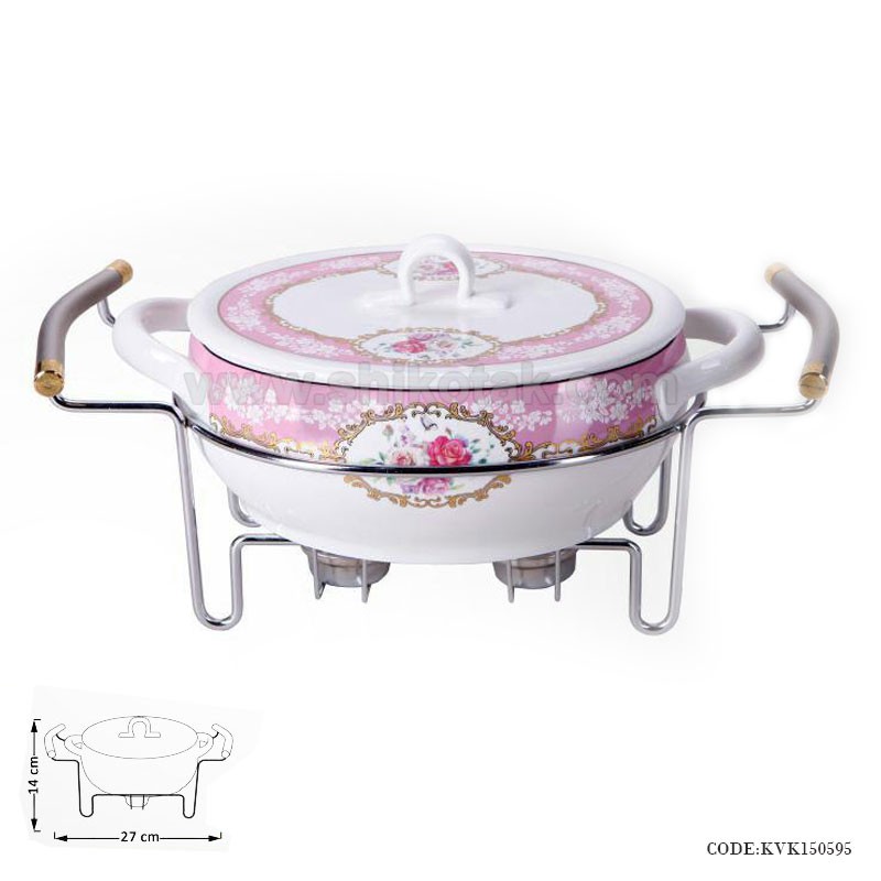 ظرف سوفله سرامیکی گل دار گرد کوچک ویرا کیش