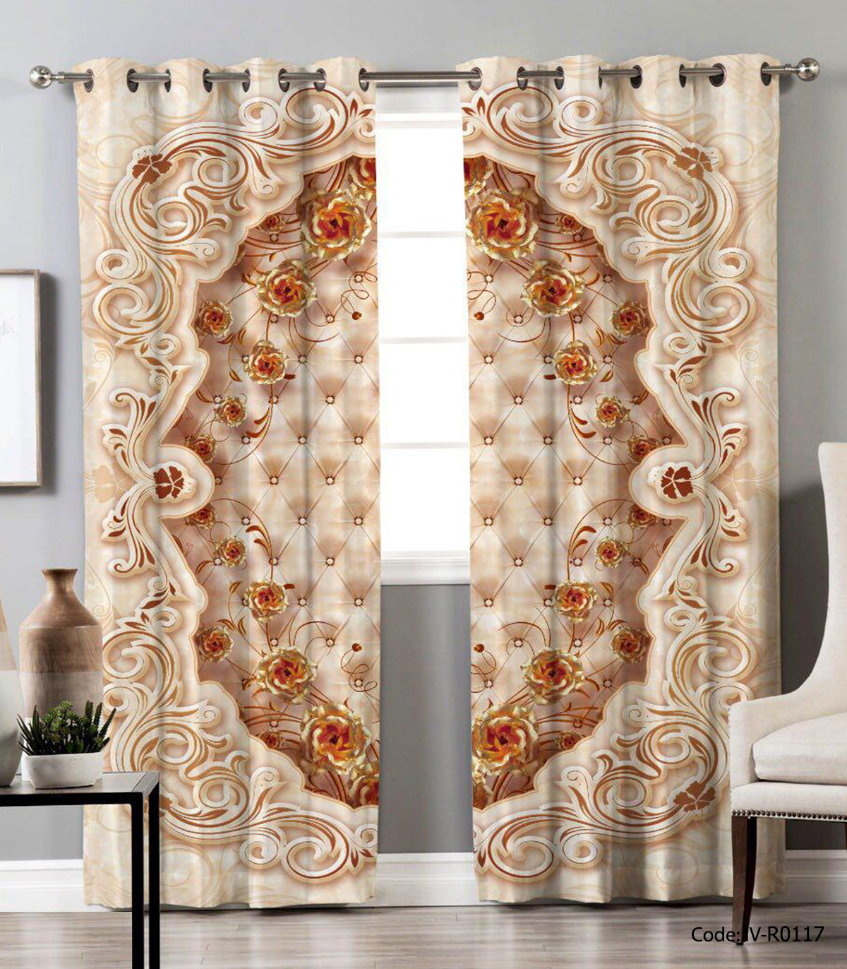 پرده پانچ دو تکه سالن پذیرایی مدل مرو