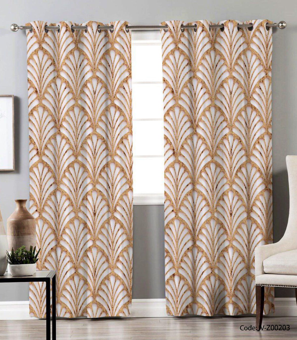 پرده پانچ دو تکه سالن پذیرایی مدل کاشان