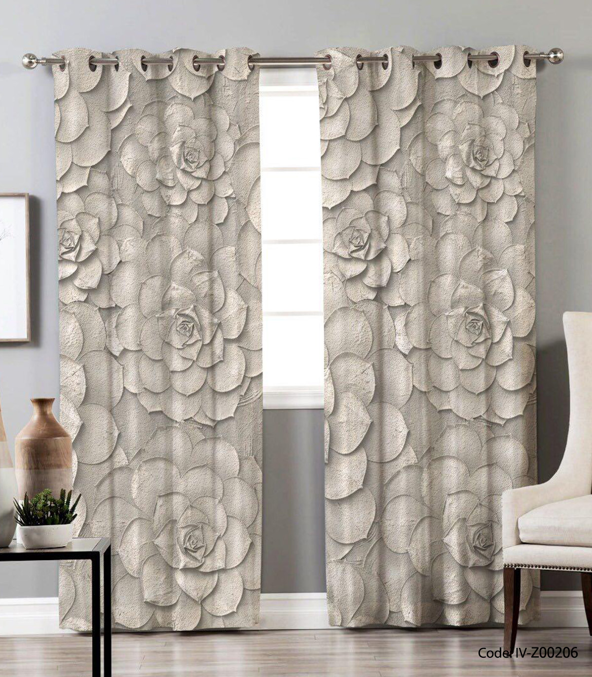 پرده پانچی دو تکه سالن پذیرایی مدل نیستان