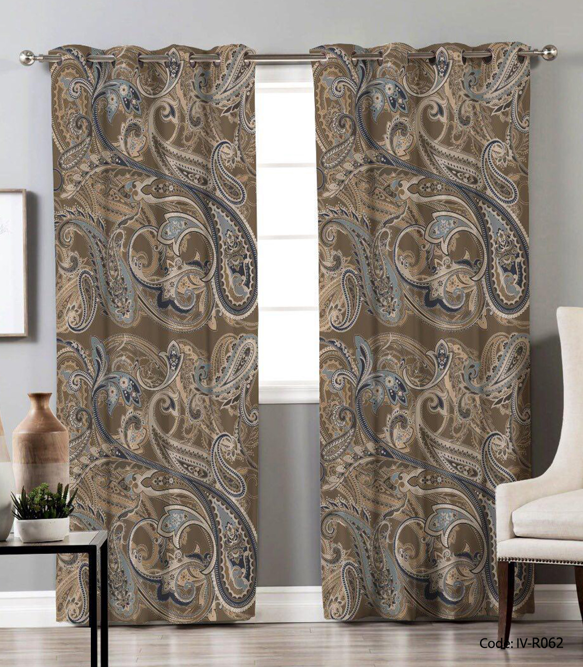 پرده پانچی دو تکه اتاق پذیرایی مدل منار جنبان