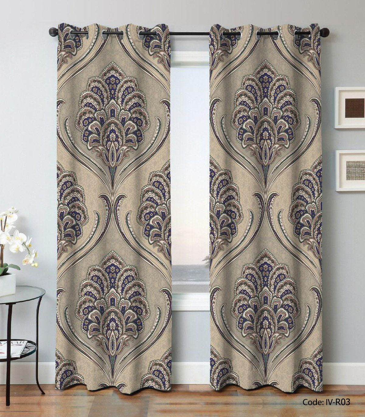 پرده پانچی اتاق پذیرایی دو تکه مدل سلطنتی