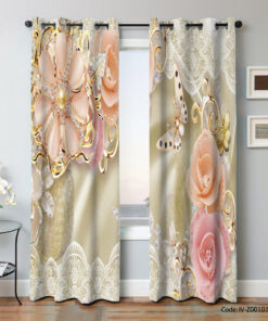 پرده پانچی دو تکه سالن پذیرایی مدل جواهر