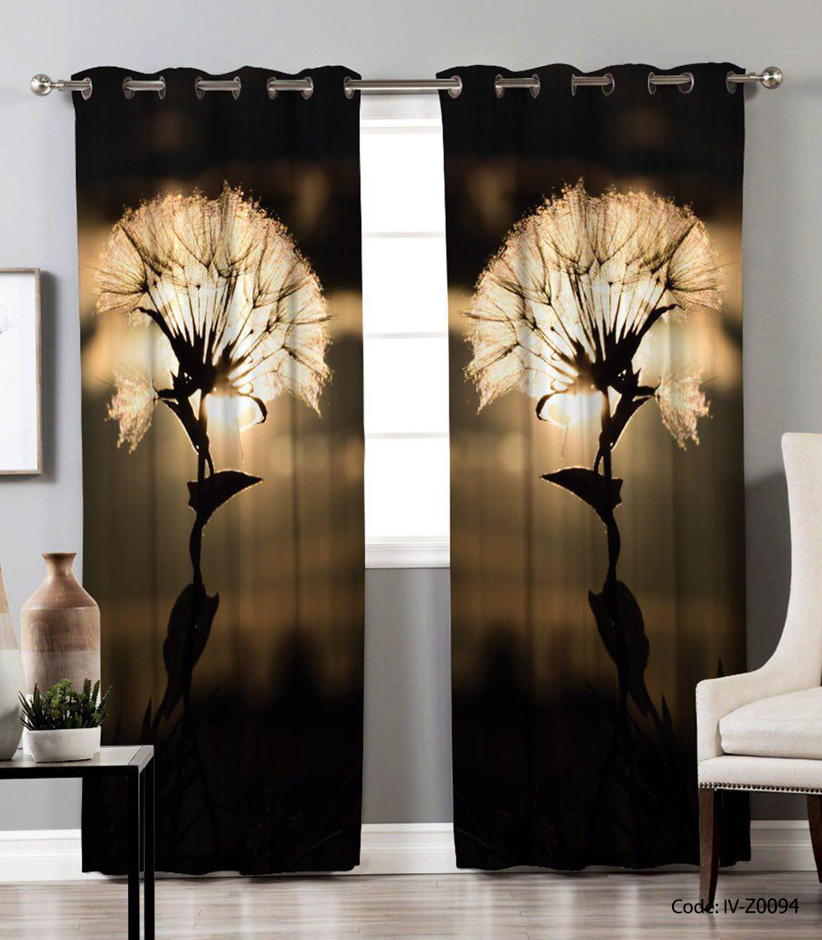 پرده پانچی اتاق پذیرایی مدل غروب