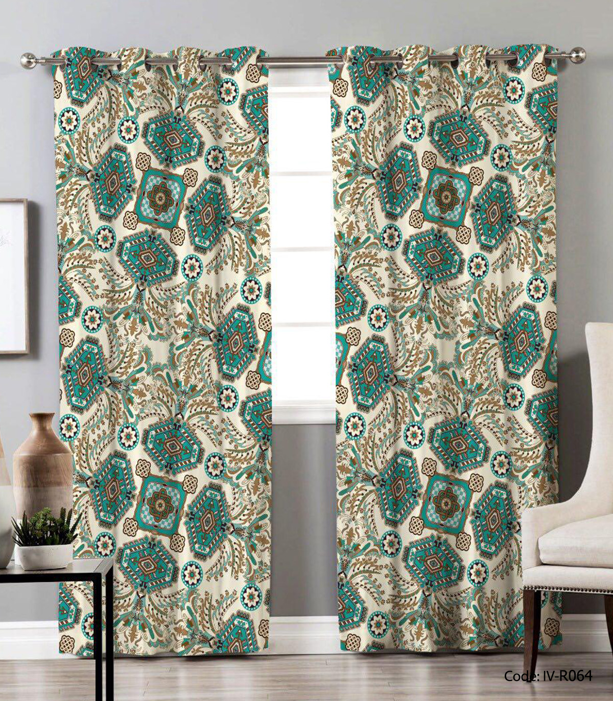 پرده پانچی سالن پذیرایی مدل شیوا