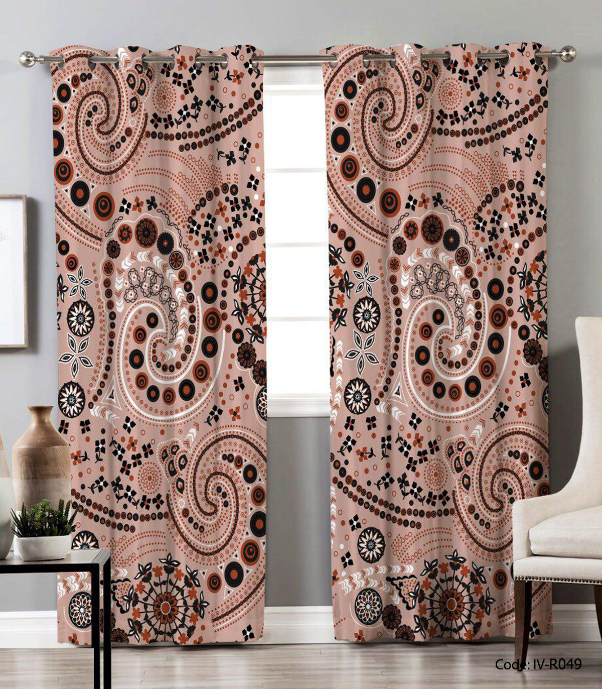 پرده پانچ اتاق پذیرایی دو تکه مدل ثمین