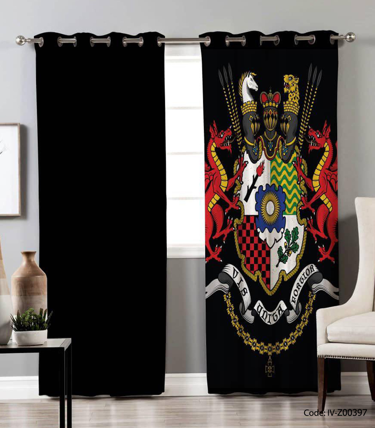 پرده پانچی دو تکه اتاق خواب مدل 397