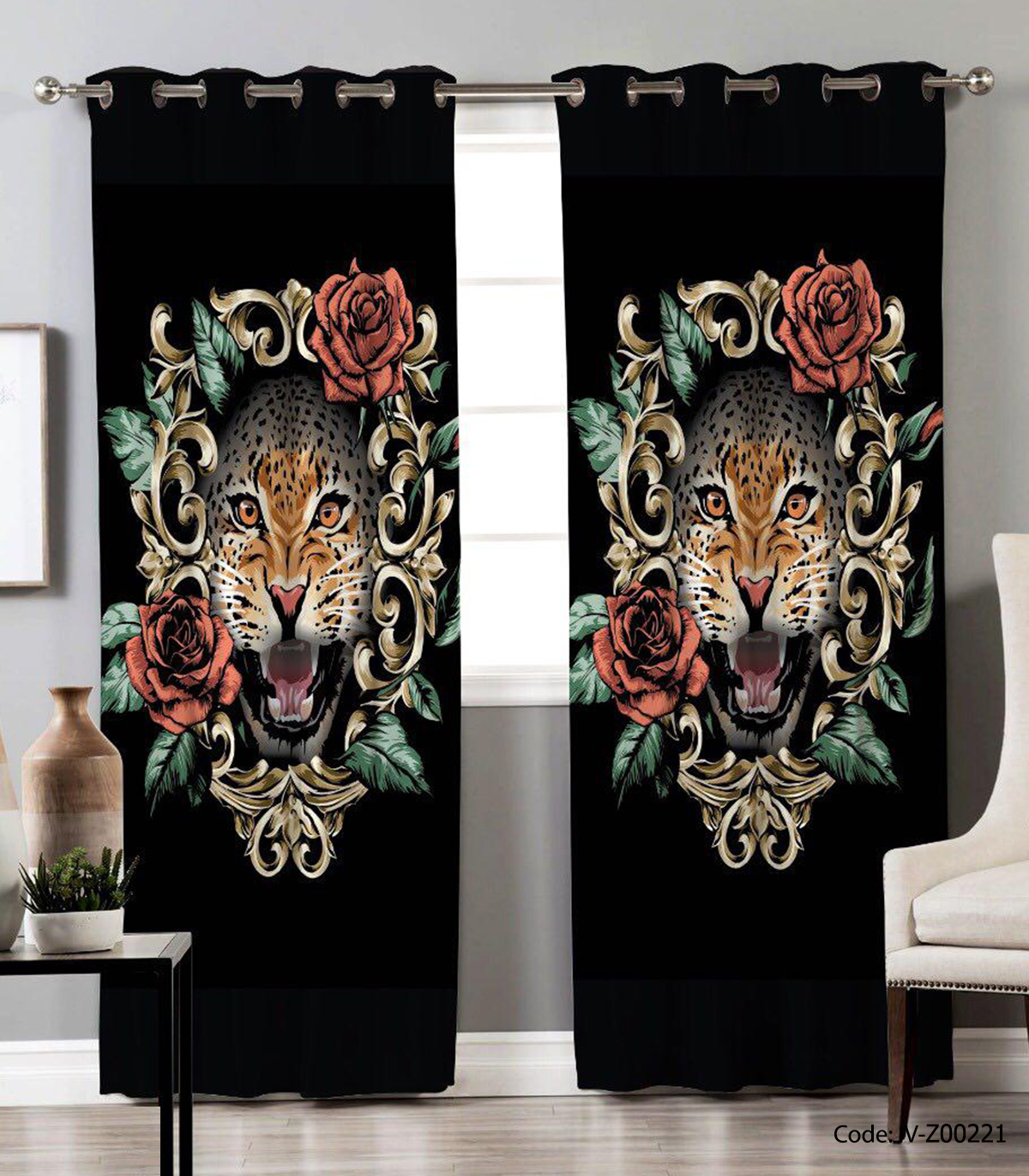 پرده پانچ 2 تکه اتاق خواب مدل گربه سانان